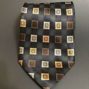 CROFT AND BARROW MENS NECKTIE SILK BLACK GOLD TIE